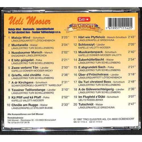CD Glanzlichter der Volksmusik - Ueli Mooser