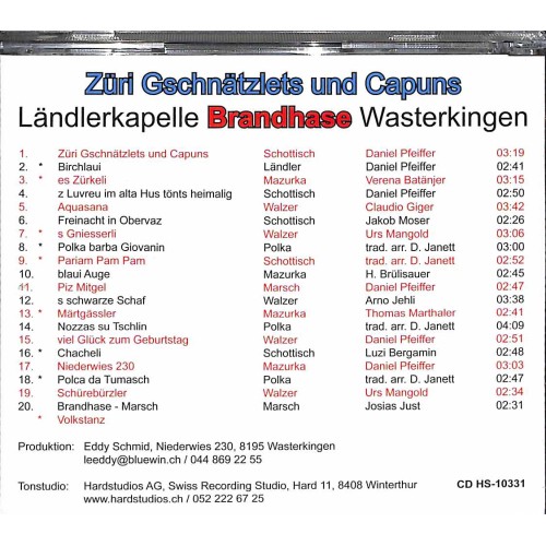 Occ. CD Ländlerkapelle Brandhase Wasterkingen - Züri Gschnätzlets und Capuns