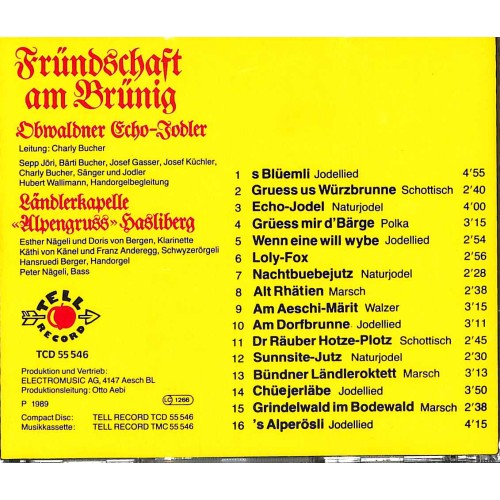 Occ. CD Obwaldner Echo-Jodler, LK Alpengruss Hasliberg - Fründschaft am Brünig