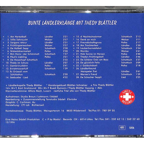 CD-Kopie: Bunte Ländlerklänge mit Thedy Blättler