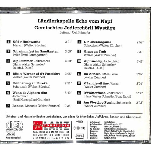 CD Ländlerkapelle Echo vom Napf, Gemischtes Jodlerchörli Wystäge