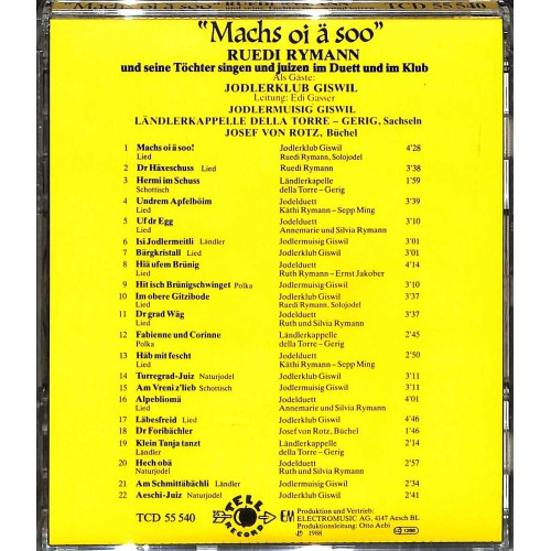 CD Ruedi Rymann singt und juizt mit seinen Töchtern - Machs oi ä soo