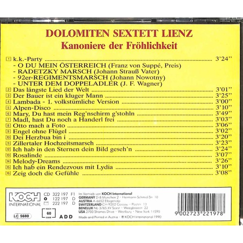 Occ. CD Dolomiten Sextett Lienz - Kanoniere der Fröhlichkeit