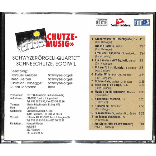 Occ. CD Schwyzerörgeli-Quartett Schneechutze Eggiwil - Schutze-Musig