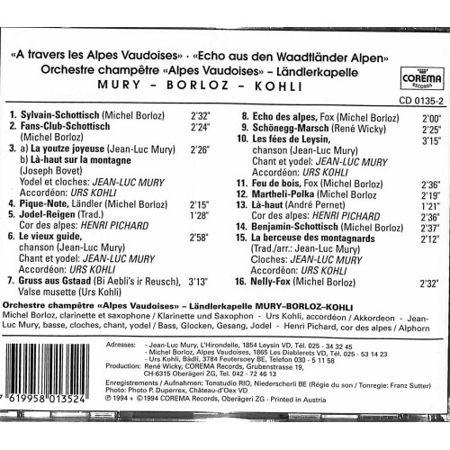 Occ. CD LK Mury-Borloz-Kohli - Echo aus den Waadtländer Alpen
