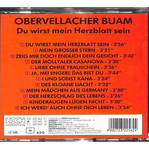 Occ. CD Obervellacher Buam - Du wirst mein Herzblatt sein