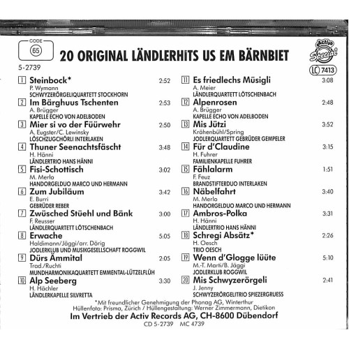 Occ. CD 20 Original Ländlerhits us em Bärnbiet