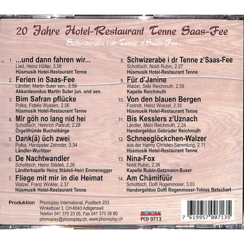 Occ. CD 20 Jahre Hotel-Restaurant Tenne Saas-Fee