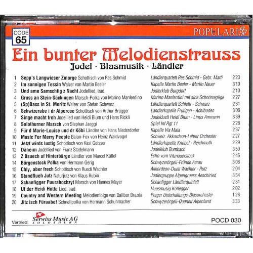 Occ. CD Ein bunter Melodienstrauss - Jodel, Blasmusik, Ländler