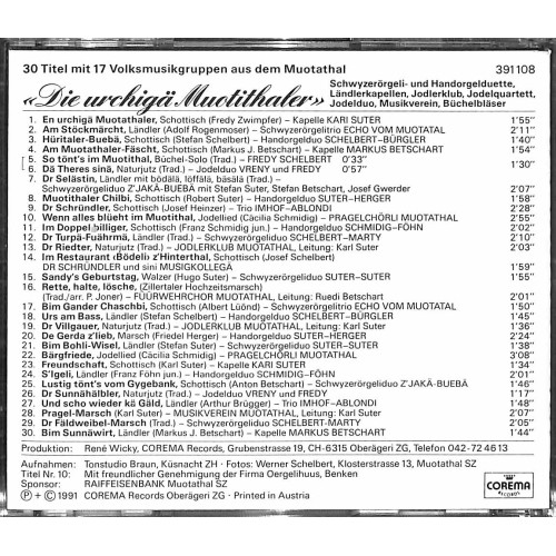 Occ. CD Die urchigä Muotithaler - 17 Volksmusikgruppen spielen singen jodeln
