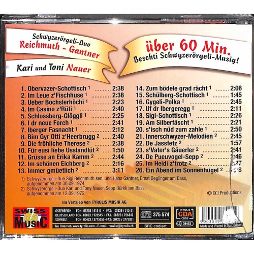 Occ. CD SD Reichmuth-Gantner, Kari und Toni Nauer - Beschti Schwyzerörgeli-Musig!