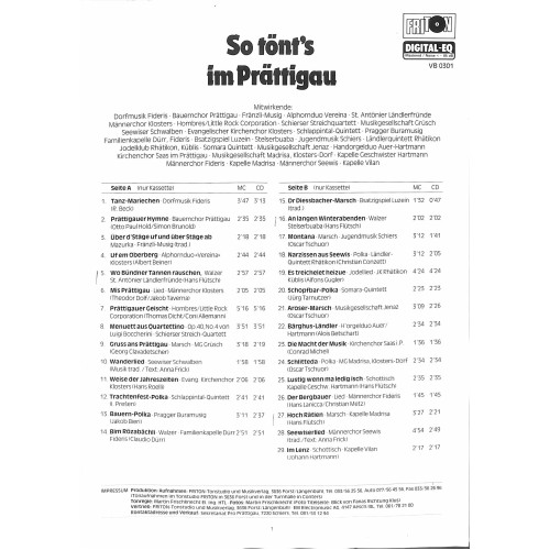 Occ. CD So tönt's im Prättigau - diverse 