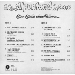 LP Original Alpenland Quintett - Eine Liebe ohne Tränen...