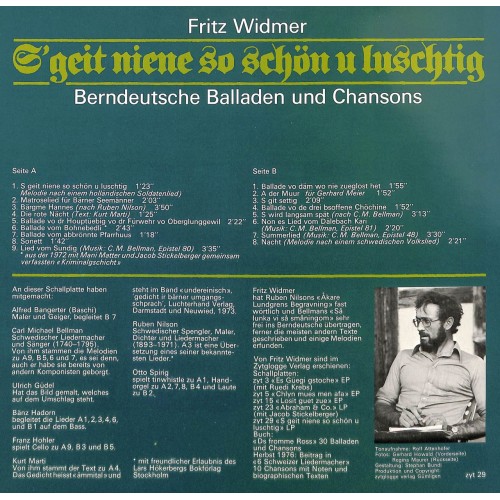 CD-Kopie von Vinyl: Fritz Widmer - S geit niene so schön u luschtig