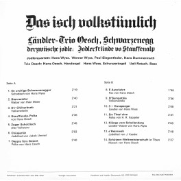 Occ. LP Vinyl: Ländler-Trio Oesch mit Jodlerfründe vo Stauffenalp - Das isch volkstümlich