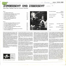 LP Hans Peter Treichler singt Liebeslieder lieblich und liederlich - 1971