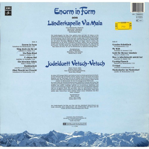 Occ. LP Enorm in Form - Ländlerkapelle Via Mala und JD Vetsch-Vetsch