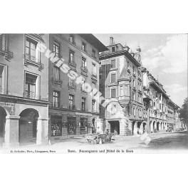 Postkarte: Bern - Neuengasse und Hôtel de la Gare
