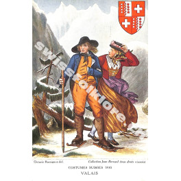 Postkarte: Tracht Wallis Valais - 1830
