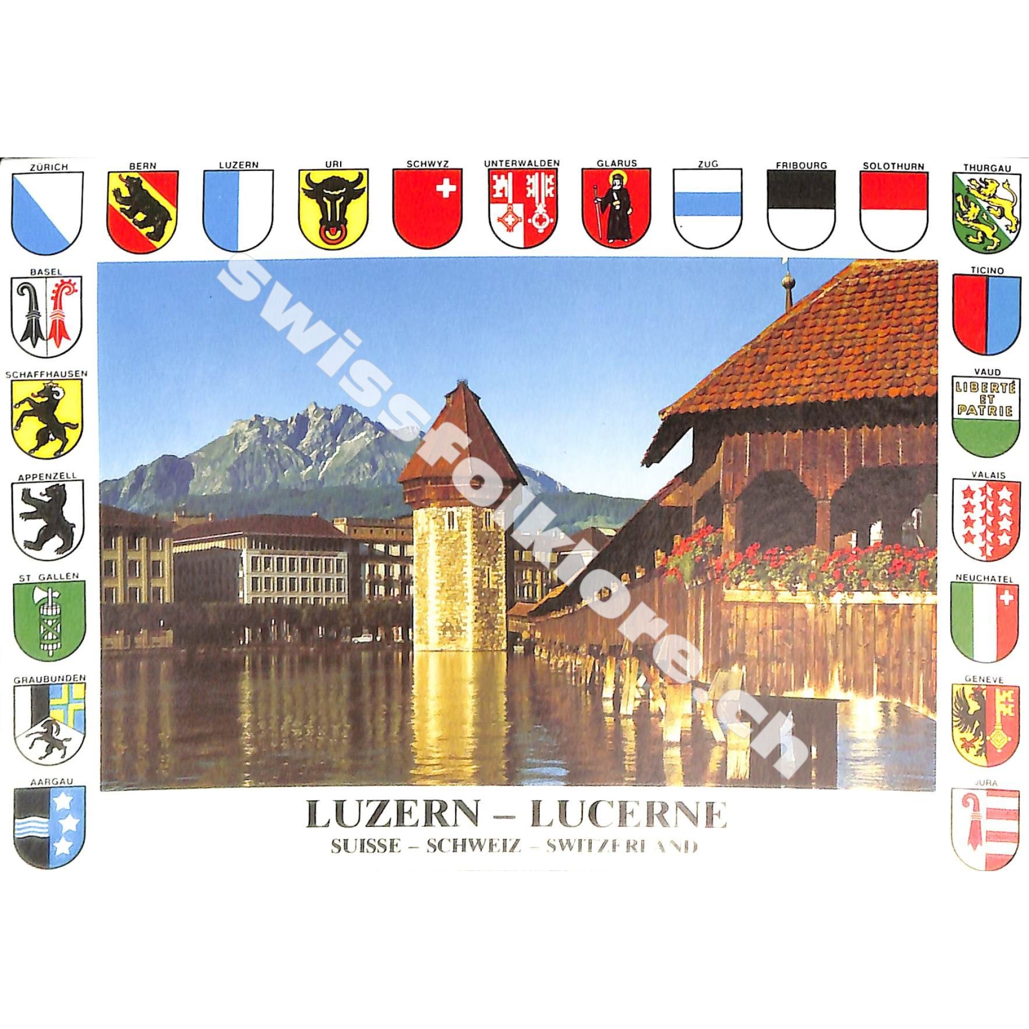 Postkarte: Luzern Kapellbrücke mit Pilatus Postkarte: Luzern Kapellbrücke mit Pilatus