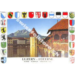 Postkarte: Luzern Kapellbrücke mit Pilatus