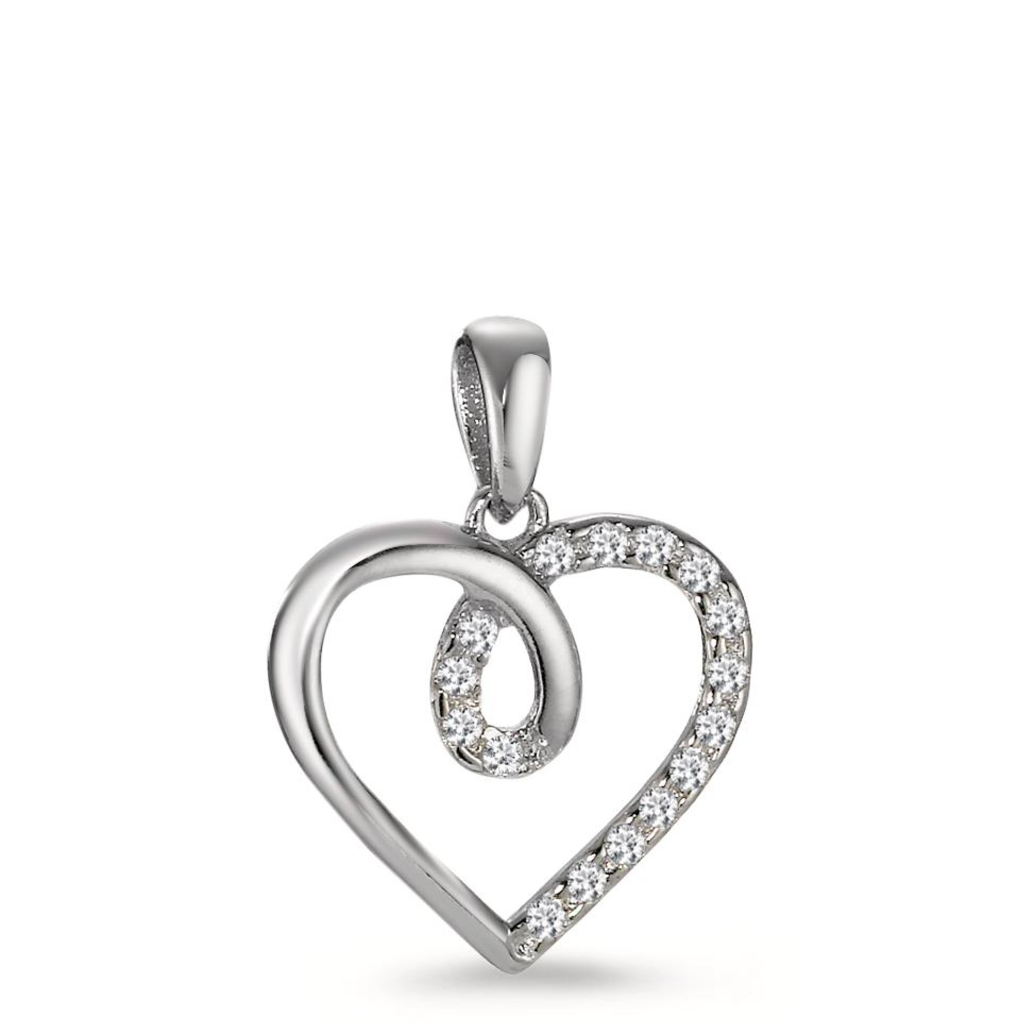 Schmuck: Anhänger Silber Zirkonia 16 Steine rhodiniert Herz Schmuck: Anhänger Silber Zirkonia 16 Steine rhodiniert Herz