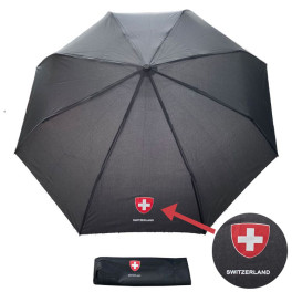 Regenschirm schwarz, mit kleinem Schweizerkreuz - Taschenmodell