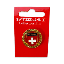 Pin: SWITZERLAND Wappen mit goldigem Kranz