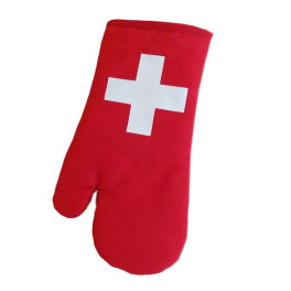 Küchenhandschuh - Grillhandschuh - rot mit Schweizerkreuz