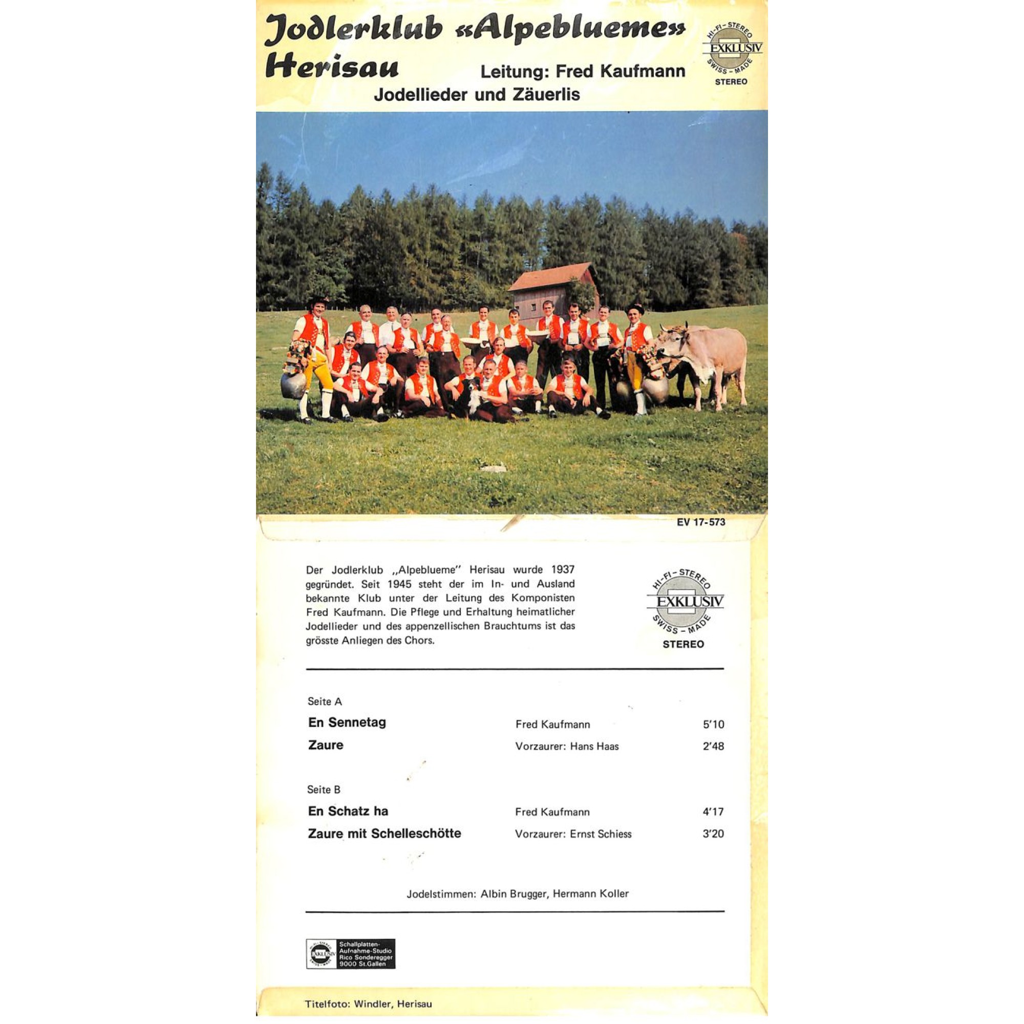 Occ. EP Vinyl: Jodlerklub Alpeblueme Herisau - Ltg Fred Kaufmann Occ. EP Vinyl: Jodlerklub Alpeblueme Herisau - Ltg Fred Kaufmann