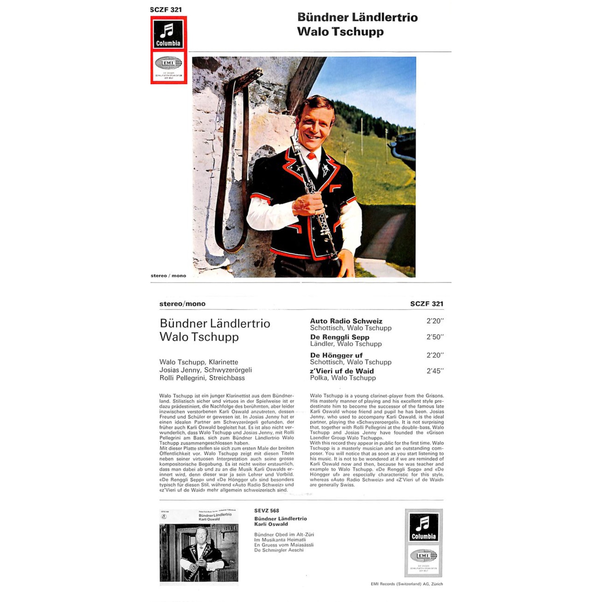 Occ. EP Vinyl: Bündner Ländlertrio Walo Tschupp - mit Josias Jenny, Rolli Pellegrinelli Occ. EP Vinyl: Bündner Ländlertrio Walo Tschupp - mit Josias Jenny, Rolli Pellegrinelli