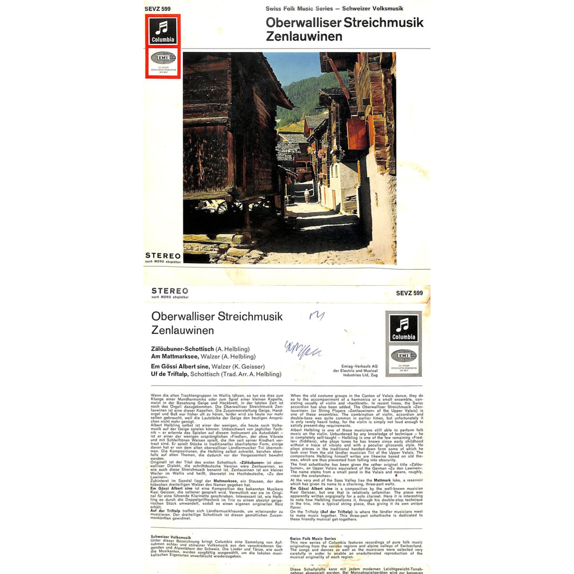 Occ. EP Vinyl: Oberwalliser Streichmusik Zenlauwinen Occ. EP Vinyl: Oberwalliser Streichmusik Zenlauwinen