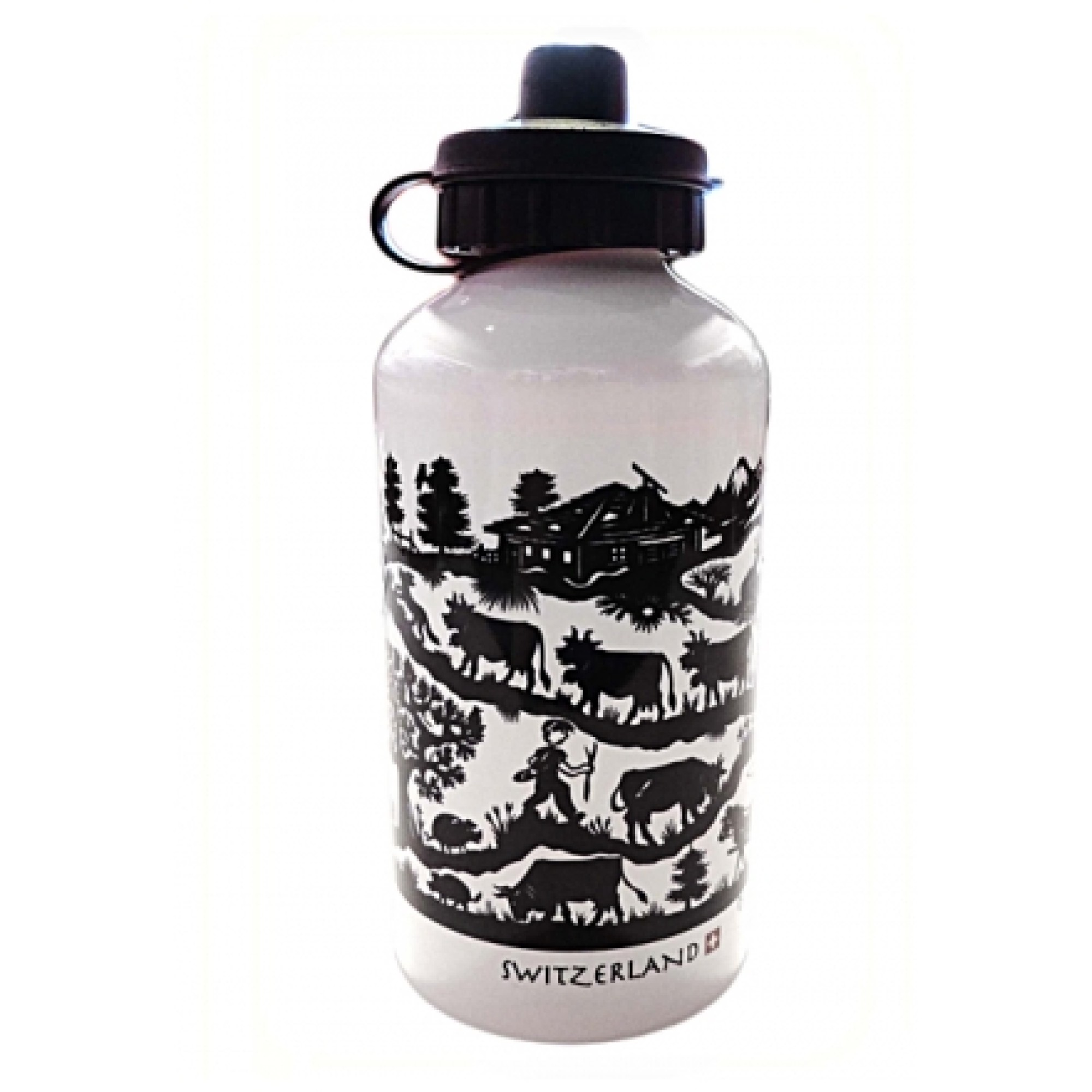 Trinkflasche Schweiz mit Scherenschnitt-Motiv Trinkflasche Schweiz mit Scherenschnitt-Motiv