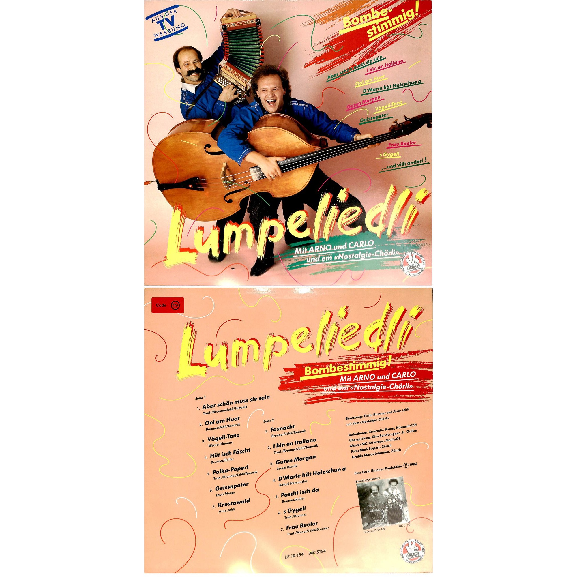 CD-Kopie von Vinyl: Lumpeliedli mit Arno und Carlo und Nostalgie-Chörli - Bombestimmig - 1986 CD-Kopie von Vinyl: Lumpeliedli mit Arno und Carlo und Nostalgie-Chörli - Bombestimmig - 1986