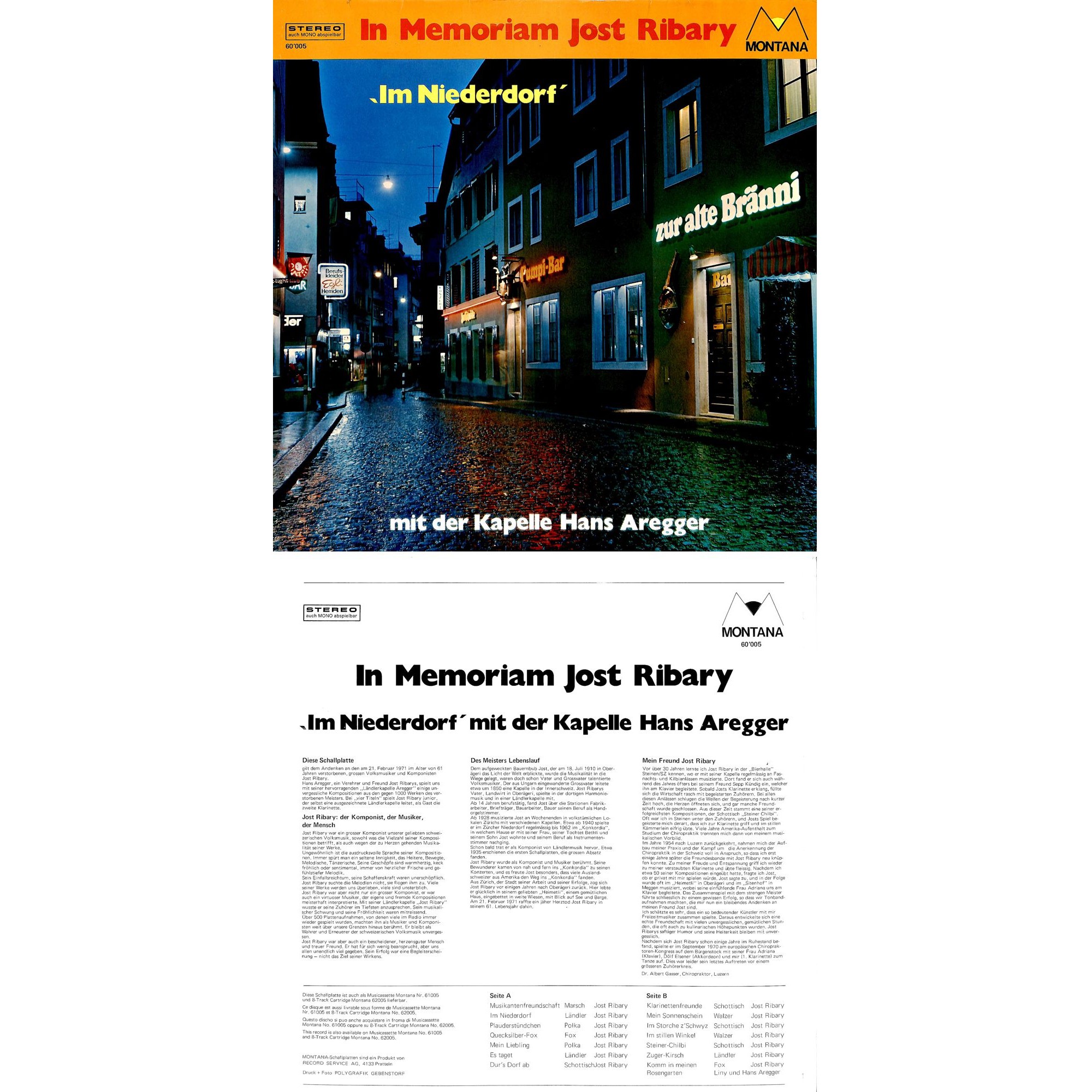 CD-Kopie von Vinyl: In Memoriam Jost Ribary - Im Niederdorf Hans Aregger CD-Kopie von Vinyl: In Memoriam Jost Ribary - Im Niederdorf Hans Aregger