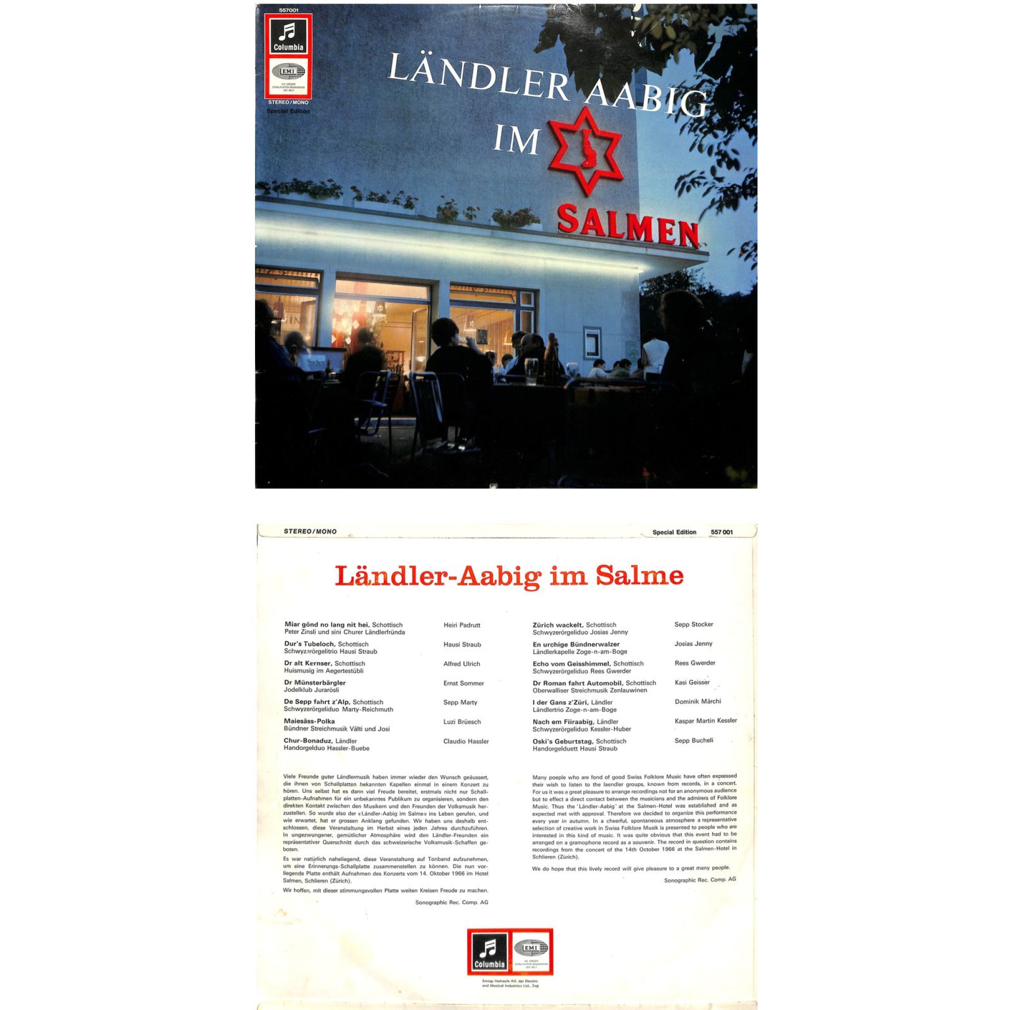 Occ. LP Vinyl: Ländler Aabig im Salme - Live 1966 im Salmen, Schlieren Occ. LP Vinyl: Ländler Aabig im Salme - Live 1966 im Salmen, Schlieren