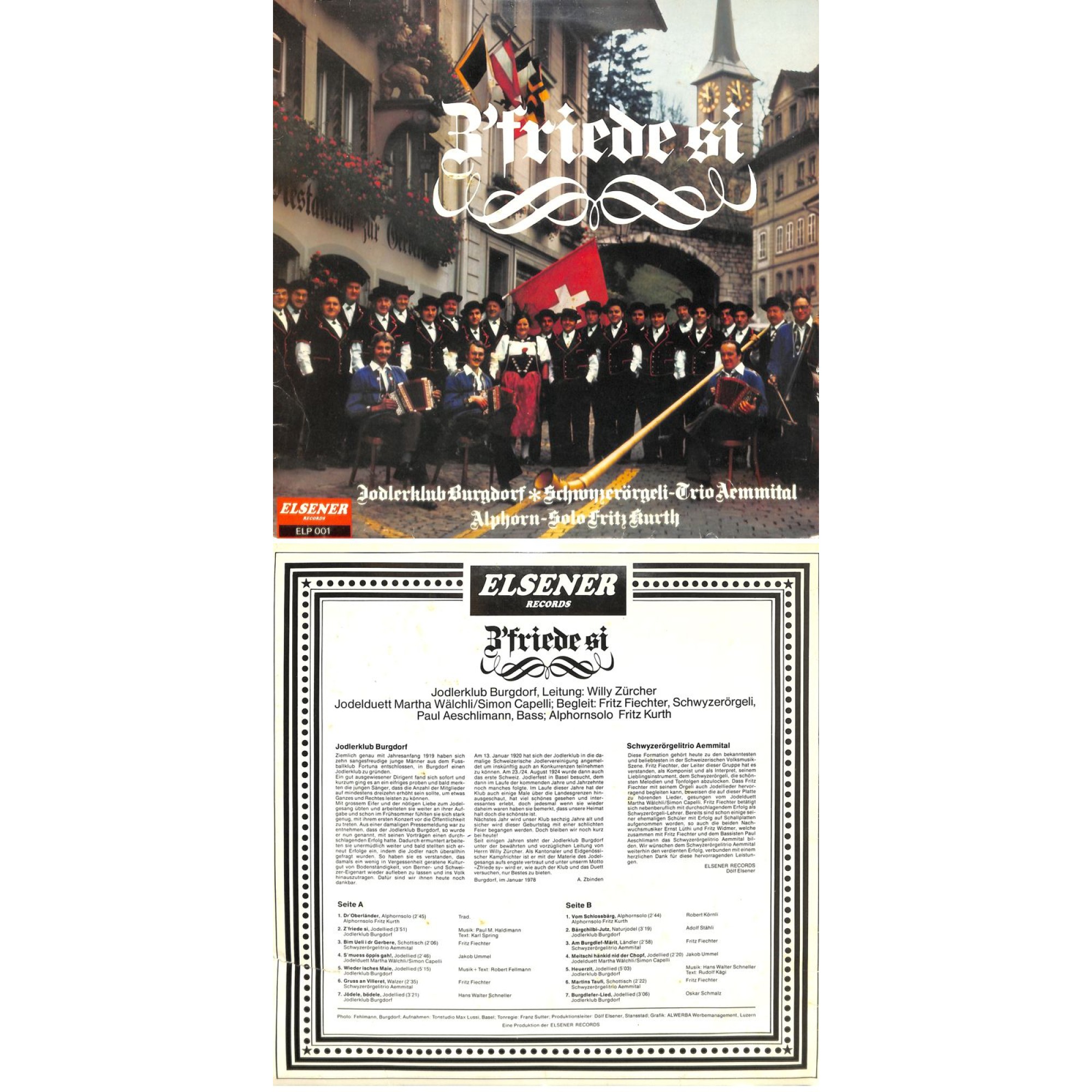 CD-Kopie Vinyl: Jodlerklub Burgdorf, ST Aemmital, Fritz Kurath - Z'friede si CD-Kopie Vinyl: Jodlerklub Burgdorf, ST Aemmital, Fritz Kurath - Z'friede si
