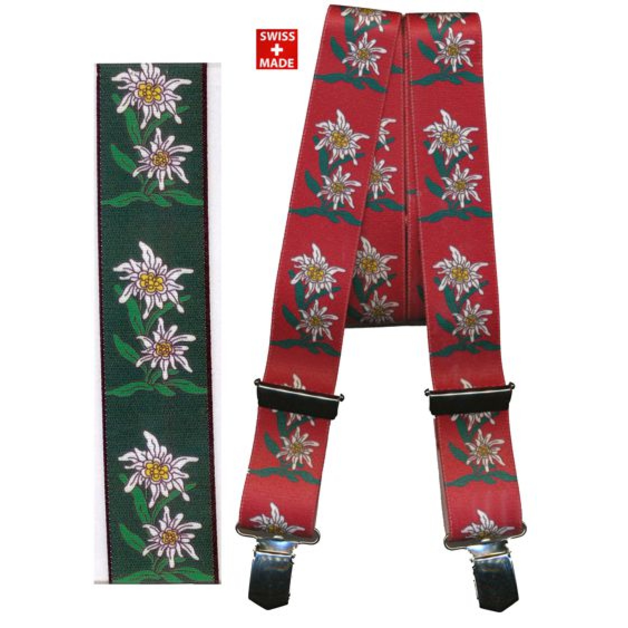 Hosenträger Edelweiss grün - 115 cm lang Hosenträger Edelweiss grün - 115 cm lang