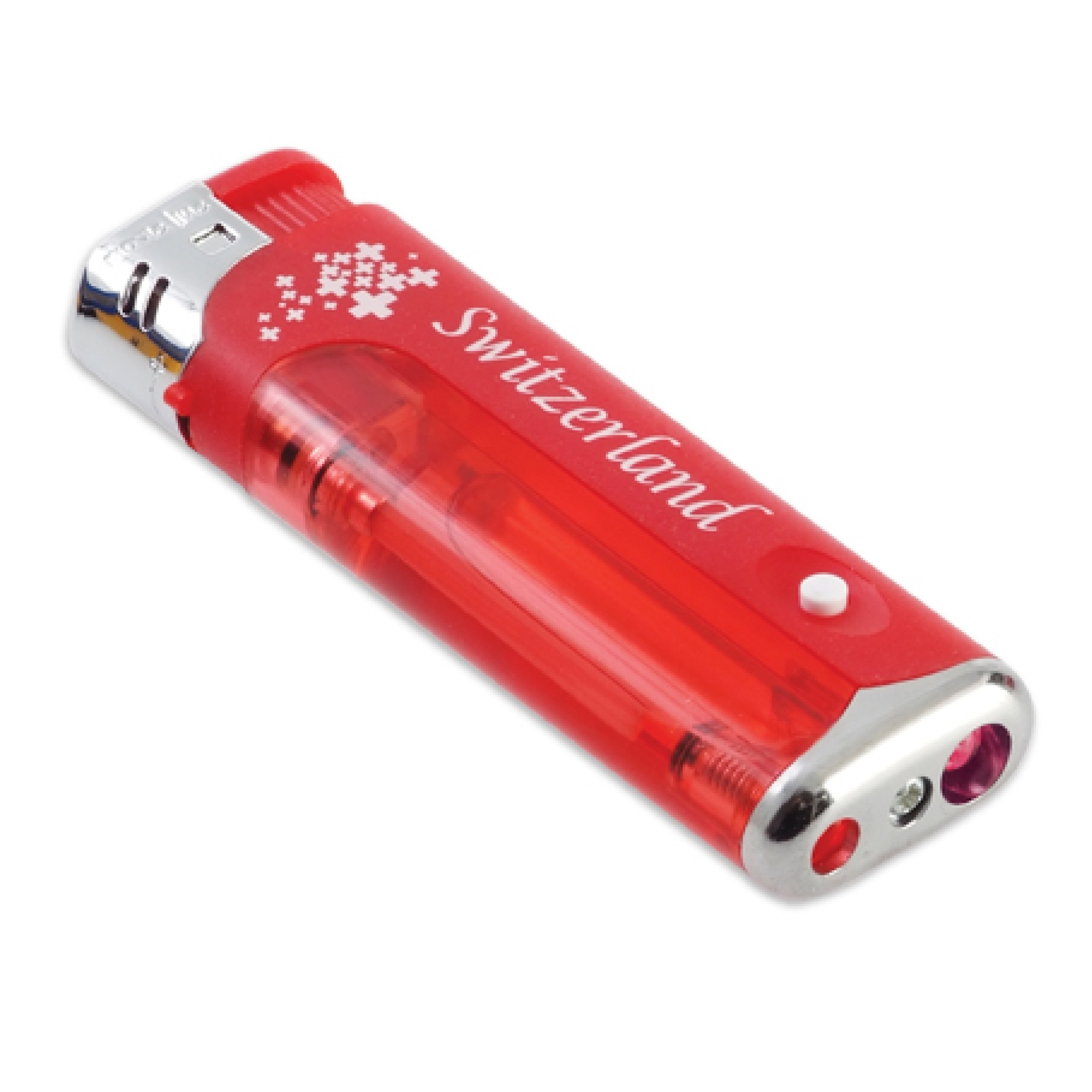 Feuerzeug mit Taschenlampe im Swiss-Look Feuerzeug mit Taschenlampe im Swiss-Look