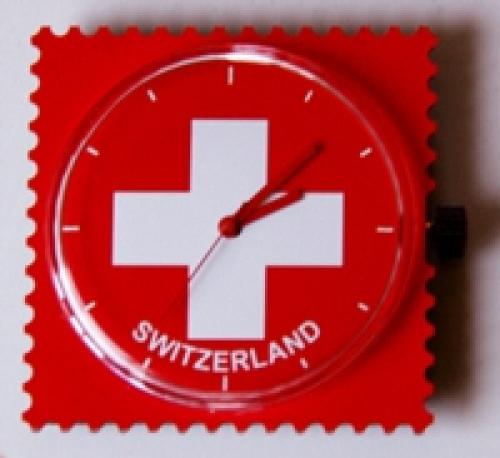 Swissness Uhr "Schweizer-Kreuz" als Briefmarke !