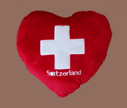 Plüschkissen Switzerland in Herzform