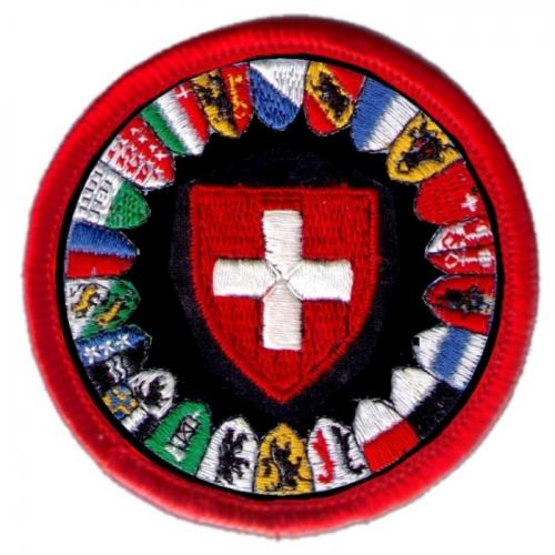 Magnet: bestickt, Schweizer Kreuz und Kantonswappen