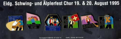 Pin: Eidg. Schwing- u. Älplerfest Chur 1995 - Set mit 6 Pins