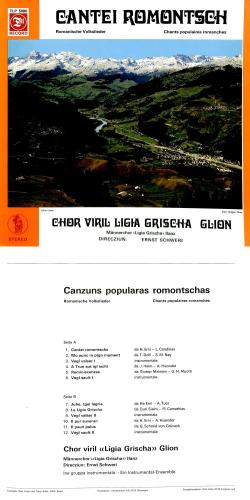 CD-Kopie von Vinyl: Chor Viril Ligia Grischa Glion - Cantei Romontsch