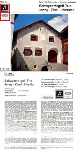 Occ. EP Vinyl: Schwyzerörgeli-Trio Jenny-Zinsli-Hassler mit Sepp Simonelli - I dr Geischter... u.a.