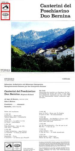 CD-Kopie von Vinyl: Canterini del Poschiavino - Duo Bernina
