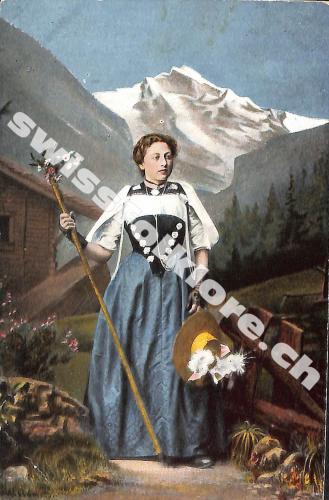 Postkarte: Tracht Berner Frau