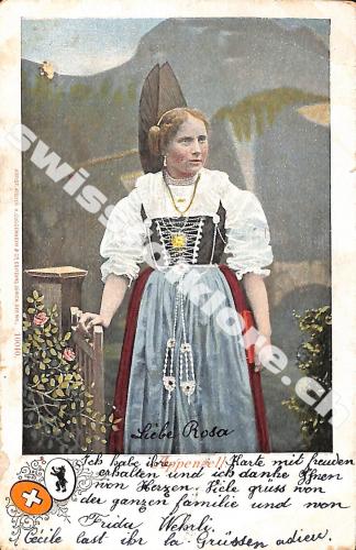 Postkarte: Tracht Frau Appenzell