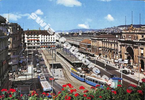 Postkarte: Zürich der Bahnhofplatz