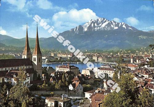 Postkarte: Luzern mit Pilatus